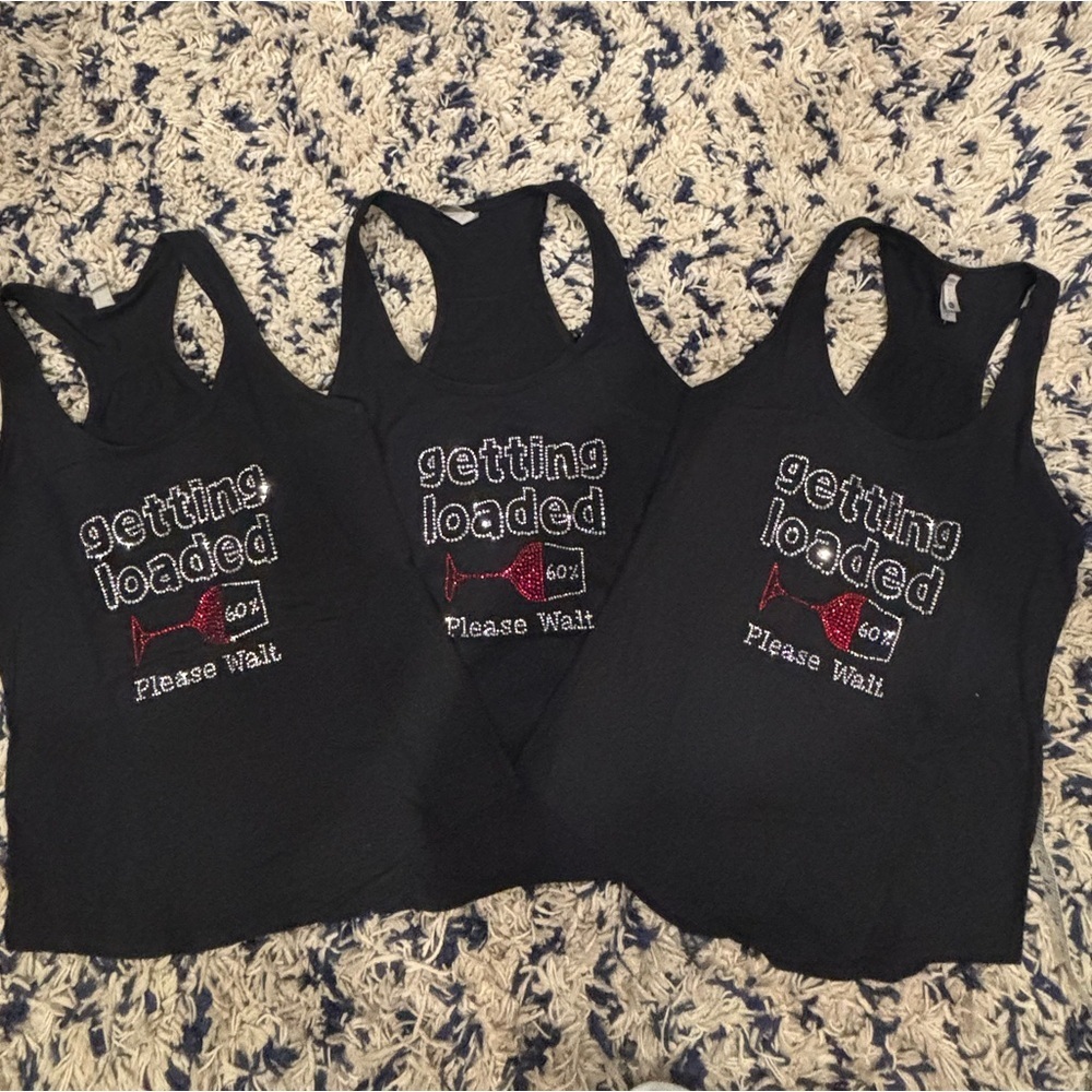 Bella Canvas Black Racerback Tank Top Getting Loaded charging glass - mult sizes